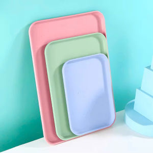 Khay nhựa lúa mạch chữ nhật ST GROUP màu trắng be size lớn XL 43x30cm Mâm cơm gia đình Đĩa nhựa gia dụng decor nhà đẹp chất liệu bền an toàn dễ vệ sinh phù hợp trang trí nội thất