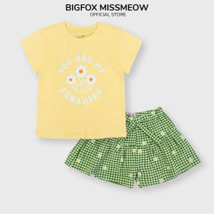 Đồ ngắn tay bé gái Bigfox Miss Meow size đại mùa hè vải cotton kiểu Hàn Quốc hình in dễ thương cỡ 3-11 tuổi 30kg 40kg