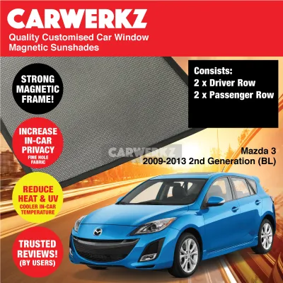 Customised Window Magnetic Sunshades for Mazda 3 Axela 2009-2013 2nd Generation (BL) Japan Sedan