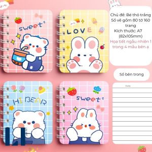 Sổ tay mini lò xo hoạt hình notebook dễ thương sổ nhỏ gọn A7 bỏ túi có dòng kẻ