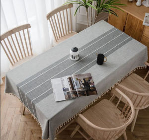 Table Cloth Cover Waterproof Rectangular Table Cloth Table Cloth 4/6/8 Seater Linen Material Ins Style With Tassels