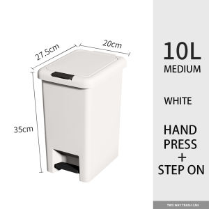 Locaupin Two Way Opening Trash Bin Press Lid Plastic Garbage Bin Container Kitchen Bathroom Wastebasket