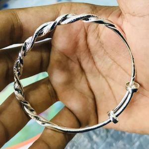 Vintage màu bạc Vòng tay nữ thời trang vòng đeo tay điều chỉnh được Bím Tóc xoắn kim loại Bangle tiệc cưới phụ kiện trang sức