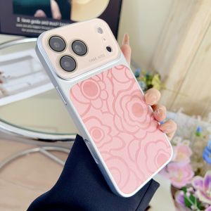 Large Window Camellia Texture Phone Case For iPhone 17 Air 16 15 14 Pro Max Camera Protection Shockproof Matte Hard Bumper Cover