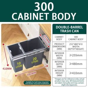 Isidoro.os 30L/40L Large Capacity Garbage Storage Bin With Lid And Kitchen Double Garbage And Damper