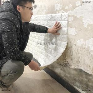 [COD] kunzhan 35x38.5cm 3D Retro Self-adhesive Foam Brick Wall Stickers Waterproof Anti-collision Bedroom Decoration Renovated Wall Sticker