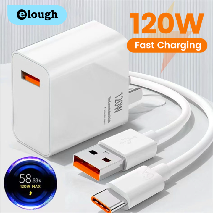 Elough 120W USB Charger With Cable Fast Charging For Mobile Phone Quick  Charge Power Adapter Lazada PH