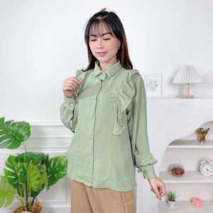 NETA BLOUSE WANITA CRINKLE AIRFLOW /BLOUSE REMAJA KOREAN STYLE /BAJU ATASAN WANITA AKSEN KANCING AKTIF