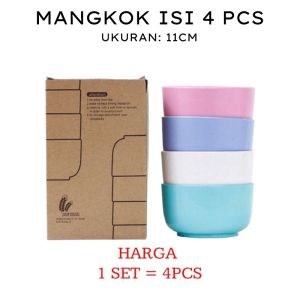 Mangkuk Kuah Bahan Jerami Mangkok Set Piring Set Cangkir Set Gelas Set Alat Makan Set Isi 4 Pcs Termurah Terbaru Promo
