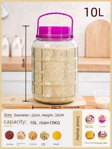 glass rice storage container rice box rice dispenser rice bucket storage 10kg /20kilos food container big kitchen canisters jars With plastic cover kimchi container  rice keeper ﻿