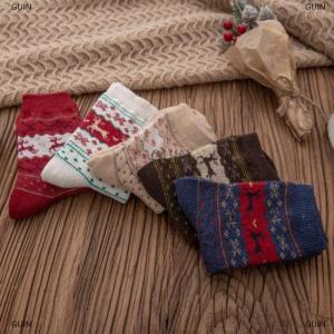 💝【Low price】💝GUIN ถุงเท้าพิมพ์ลายกวางสำหรับผู้หญิงถุงเท้าหนา1คู่ถุงเท้าคริสต์มาสนุ่มสบายอบอุ่นถุงเท้าฤดูใบไม้ร่วงฤดูหนาว