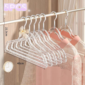 Elegant Glitter Crystal Acrylic Clothes Hangers Non Slip Transparent Space Saving Slim for Home Use