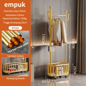 Gantungan Baju Rak Keranjang Aesthetic Multifungsi Minimalis 4 Roda