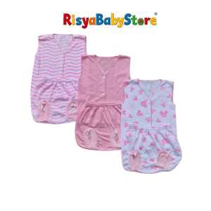 3set Baju bayi tanpa lengan Setelan baju bayi 0 3 bulan lengan kutung yukensi murah banyak warna