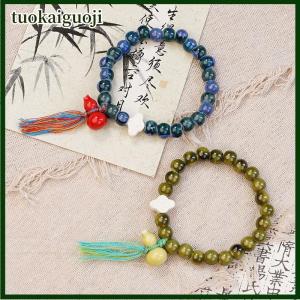 tuokaiguoji Trendy Multicolored Elastic Ceramic Cucurbit Beaded Bracelet For Women Bohemian Style Jewelry Gift