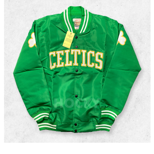 HOCKY Basketball Jacket Premium  Celtics Green Varsity Vintage Bomber Bordir Pria Wanita Terbaru