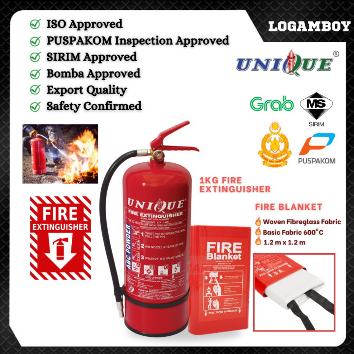 Fire Extinguisher Fire Blanket Mini Fireproof Pack 1kg ABC Powder Sirim ...