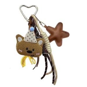 Cartoon Plush Bear Bag Charm Soft Car Keychain Lightweight Bags Peandant Backpack Decors Accessory for Women and Girls