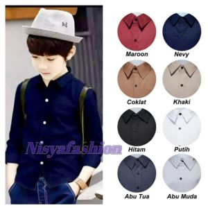 Kemeja anak Laki-laki usia 1 Tahun sampai 14 Tahun Baju hem anak lengan panjang polos terbaru 2023