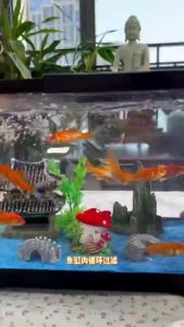 CELOGLO Aquarium HD Transparent Resin Fish Tank Desk Aquarium Set with LED Lighting and Filter for Beginn