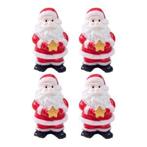 4 Pieces Santa Claus Miniature Statues Winter Snow Display DIY Creative Scenery Crafting for Tabletop Holiday Decoration