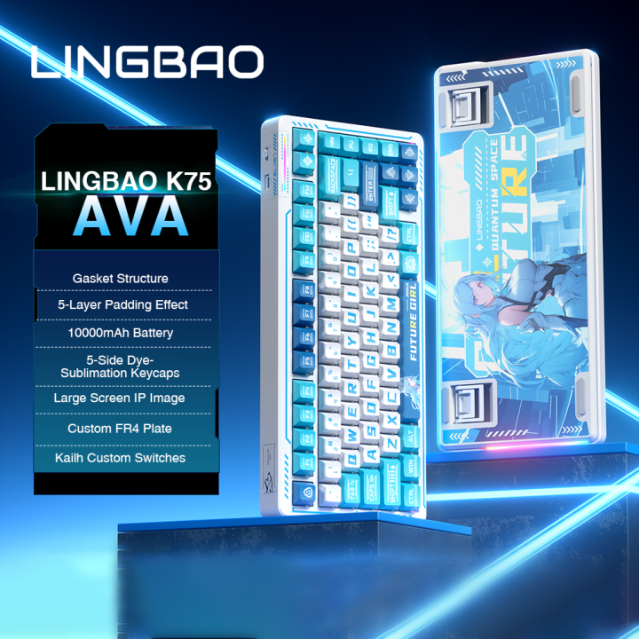 Lingbao K75 tri-chế độ bàn phím cơ với đèn nền RGB lên đến 10000mAh ...