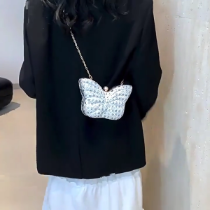 Túi đeo chéo hình con bướm cho phụ nữ túi đưa thư dễ thương Túi đeo vai dây xích Ví tiền túi dùng buổi tối nhỏ