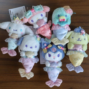 Kawaii Sanrio Móc khóa sang trọng My Melody Kuromi Túi nàng tiên cá quyến rũ Cinnamoroll Pompompurin Chìa khóa Pochacco dễ thương Mặt dây chuyền nhồi bông2026