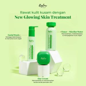 Reglow Skincare Paket basic Penghilang Jerawat Skin Treathment Harian Toner Facial wash Day Cream