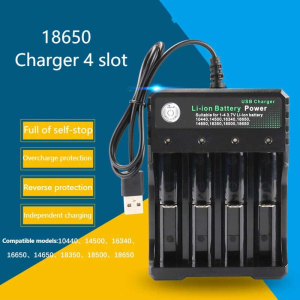 18650 Battery AAA / AA Rechargeable Battery Universal Smart Fast Charger USB 4 Slot Charger Lithium Compatible Charger