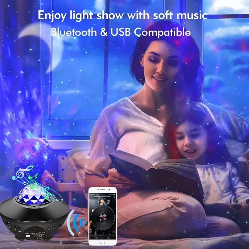 LED Star Lights Bluetooth Speaker Night Light With Music Galaxy