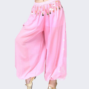 2024Womens Sequin Belly Dance Bloomers Pants Oriental Belly Dancing Tribal Costume India Perform Shinny  Harem Trousers