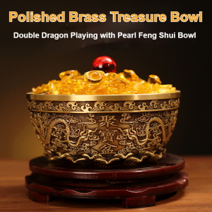 Copper Treasure Bowl Double Dragon Playing With Pearl Treasure Bowl Treasure Bowl Feng Shui