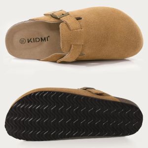 Evshine Womens Suede Cork Sandals with Adjustable Straps Comfortable Arch Support Leather Mules Retro Style Mens and Womens Potato Shoes Lady Cork Clogs.