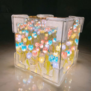 Valentines Day Tulip Lamp Sleep Light DIY Led Flower Mirror Night Lamp DIY For Girl Friend Gift