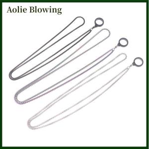 Aolie Anti-Lost Pen Lanyard Anti-drop Portable Metal Chain Necklace Lanyard Metal Lanyard Sling Snake Bone Chain With Rubble Ring
