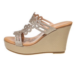[Free Shipping] Ultra-High-Heeled Wedge Sandals For Women 2026 Summer New Style Platform-Soled Fashionable And Suitable For Outdoor Wear With Rhinestone Embellishments