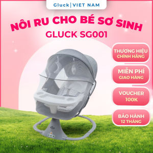 Nôi ru điện Gluck SG001 cho bé có bàn ăn đa năng nôi ru ngủ thông minh đệm nôi thoáng mát không gây khó chịu cho bé GLUCK