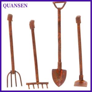 QUANSEN 1:12 dollhouse Miniature gardening Tools โลหะพลั่วชุดเฟอร์นิเจอร์