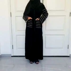 Abaya Gamis Hitam Ziper Zigzag Terbaru 2022 Termurah Bahan Premium