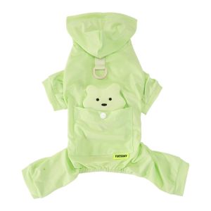 BLESSFUL Thin Breathable Dog Sunscreen Clothes Hooded All Inclusive Cooling Dog Clothing Cartoon Anti-mosquito Dog Jumpsuit Outdoor Walking