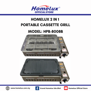 HOMELUX 2 IN 1 PORTABLE CASSETTE GRILL INFRARED HPB-8008B Dapur Gas Portable Outdoor Camping BBQ Grill