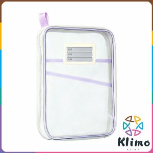Klimo L-Shape Zipper Mesh File Bag Large Opening Handheld Document Pouch Student Stationery Organizer