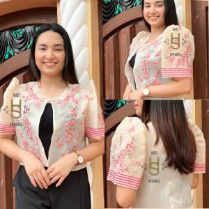 Modern Filipiniana Juci Flower Bolero Top-Mocha