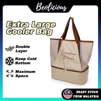 Beolicious Cooler Beach Bag For Women Breastmilk Storage Bag Beg Barang Baby Mummy Bag Cooler Bag Breastmilk Baby Bags For Mom Travel 妈妈包 Beg Baby Newborn Beg Susu Baby Travel Thermal Lunch Bag 便当盒保温袋 Insulation Bag Cooler Milk Cooler Bag