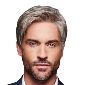 New mens cross-border AliExpress wig European and American brown-gray diagonal wig men