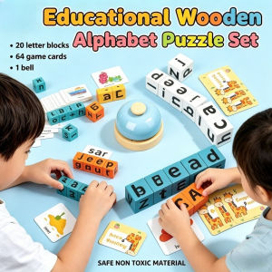Kids Word Spelling Puzzle Game Toy Montessori Early Education Puzzle Wooden Letter Blocks Toys