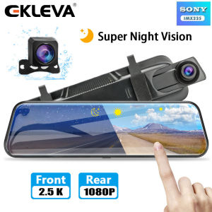 EKLEVA 10 Inch 4K 1440P Mirror Dash Cam for Cars with Full Touch Screen Waterproof Backup Camera Rear View Mirror Camera Enhanced Night Vision Parking Assistance