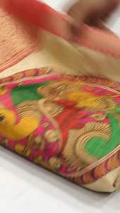 [READY STOCK]BEAUTIFUL KALMKARI TISSUE WEAVING BANARASI SAREES WITH NICE GOLD ZARI BUTTIE RICH TISSUE WEAVING PALLU WITH CONTRAST MATCHING BLOUSE