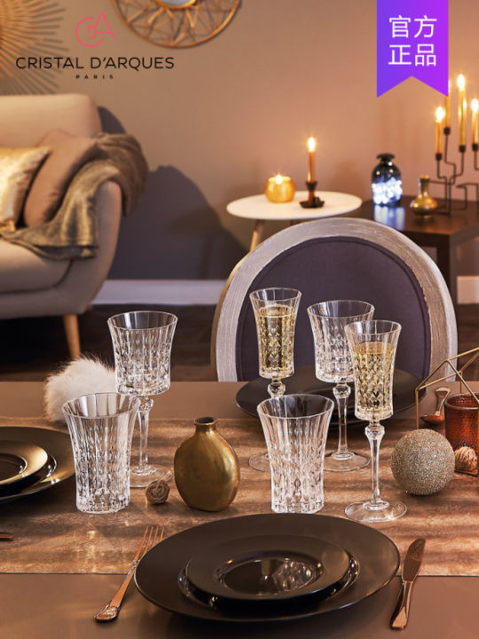 French bow and arrow CDA carved crystal glass high leg red wine glass whisky champagne foreign